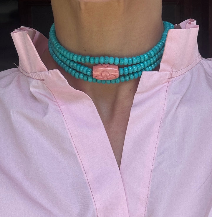 “The Surf” Turquoise & Coral