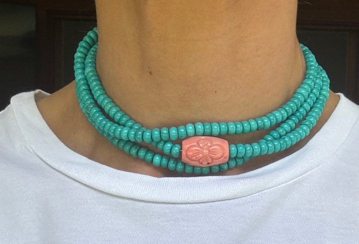 “The Surf” Turquoise & Coral