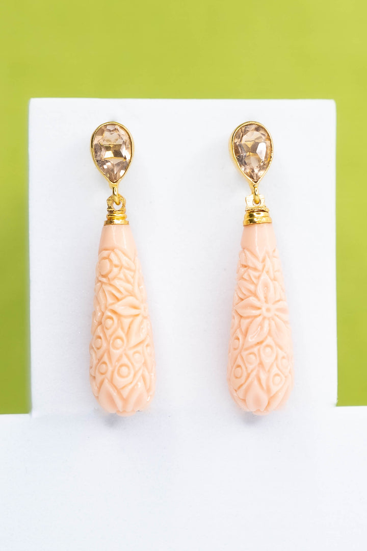 MORGANITE & CORAL EARRING