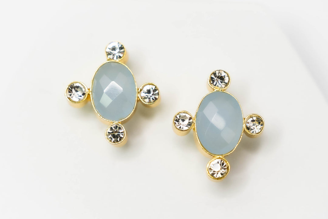 Aquamarine Oval Stud