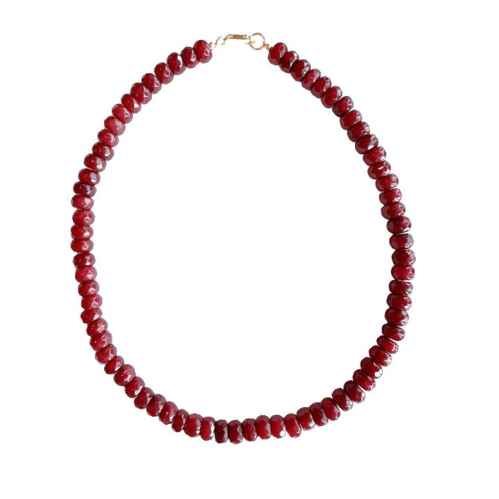 Garnet Red Necklace With Gold Lobster Clasp