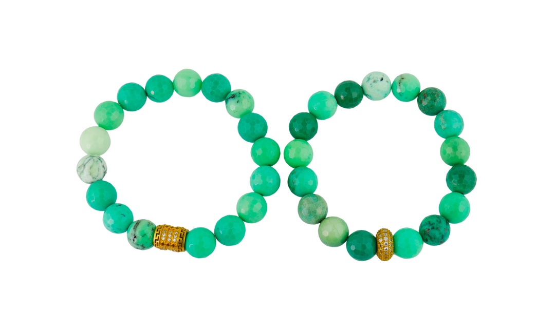 Chrysoprase With Gold Pave Rondelle