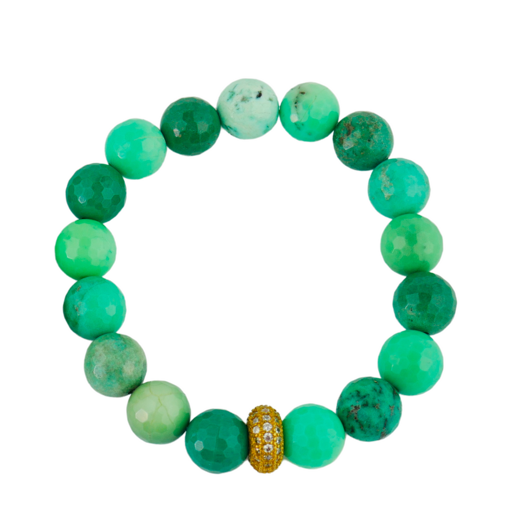 Chrysoprase With Gold Pave Rondelle
