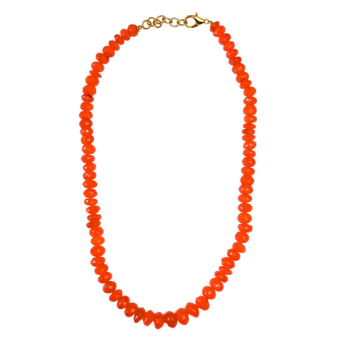 Fire Opal Faceted Necklace
